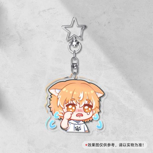 【表情包】5cm透明夹层钥匙扣星星扣 - 呜呜